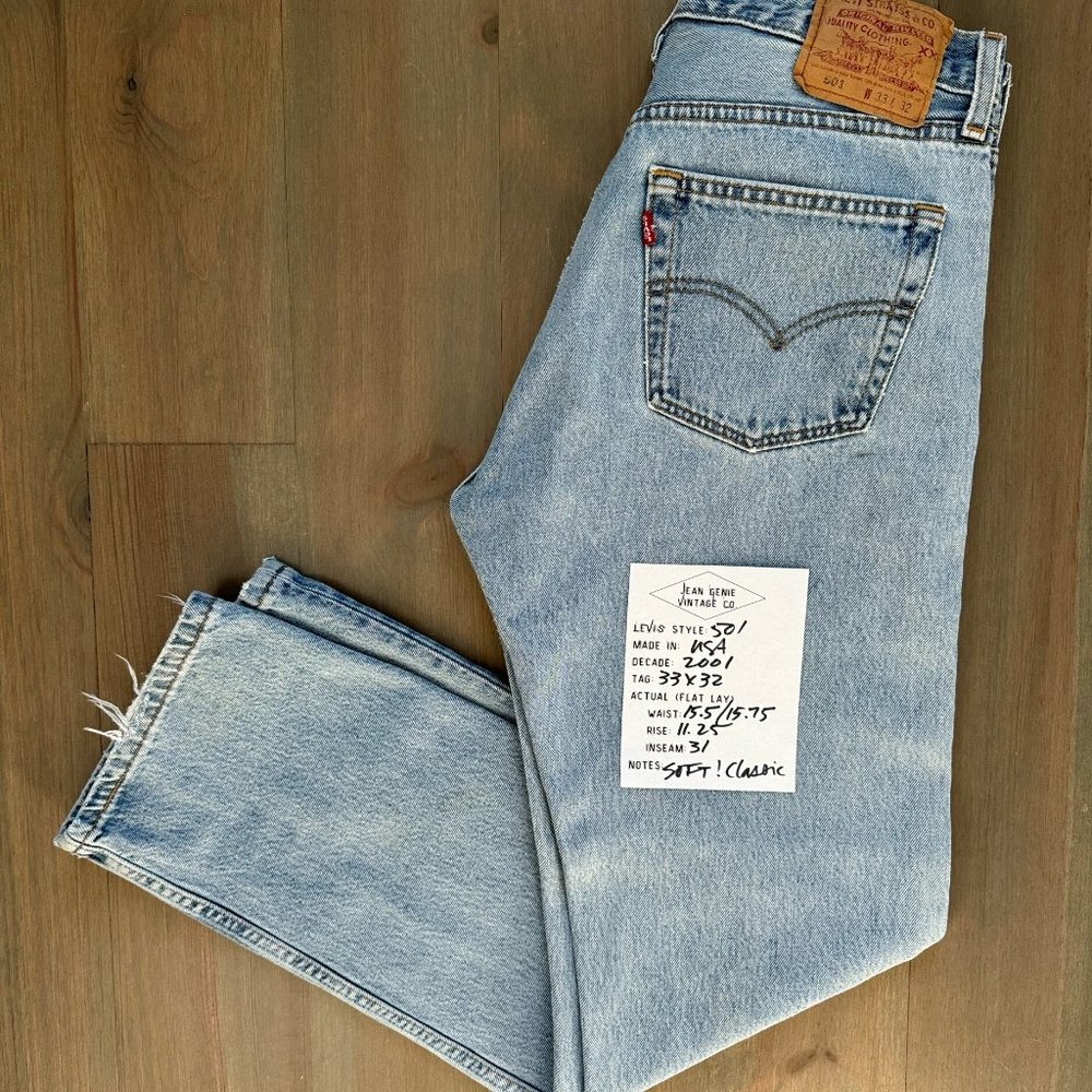 Vintage 2001 Levi’s USA 501 Tag 33x32 Actual 31x31